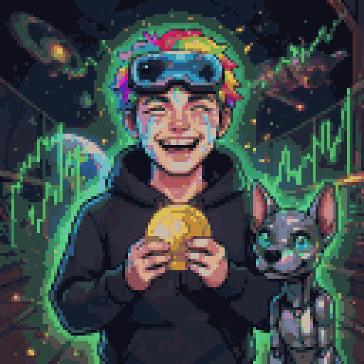 An epic crypto trader wayfarer with laser eyes